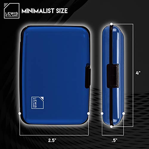 Lewis N. Clark Mini Rfid Aluminum Wallet, Credit Holder, Business Card Metal Id Case For Men & Women, Blue, One Size #TOP1