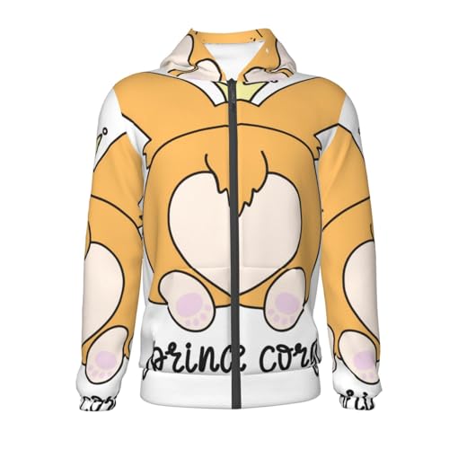 Prince Corgi Dog Kids Pullover Hoodies Boys Zip Up Sweatshirts Girls Athletic Clothes with Pocket2