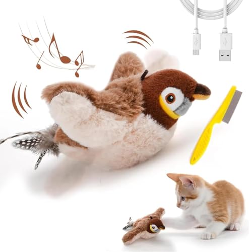 Oiseau Volant Pour Chat, Jouet Interactif pour Chat, Oiseau Battant Interactif avec Mouvement Réaliste, Jouet pour ChatOiseau Qui Vole, Rechargeable Et...