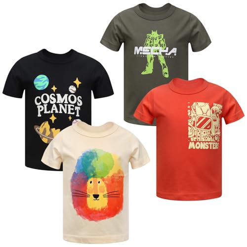 Image of DEEKEY Toddler Boys Shirts Short-Sleeve Little Kids t Shirts Boys' Tops, Tees & Shirts Graphic TEE Age for 2-7 Years 4-Pack
