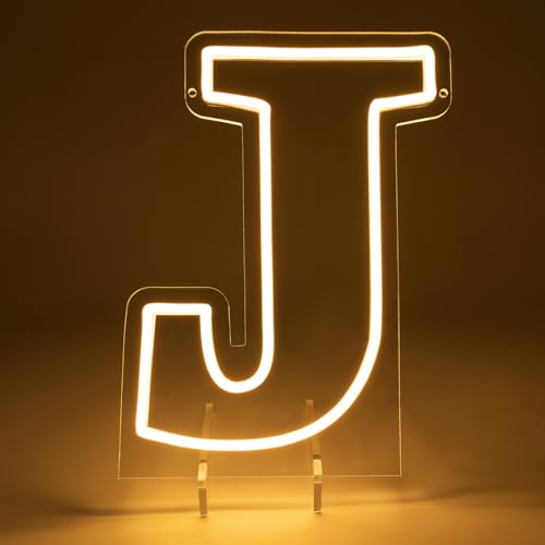 Image of Light Up Letters J, Led Marquee Letter Lights Neon Sign, 13.9 inch Height Decorative Lighted Alphabet Number, Battery /USB Powered Led Letters Lights for Wedding, Birthday, Party, Christmas or Home Decor