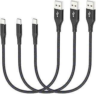 ADILIFT 30cm Short USB A to USB C Cable, [3-Pack 0.3m] USB Type C Fast Charging Cable 3A Nylon Braided USB-C Charger Lead for Samsung Galaxy S20/10/9, Note 9/8, for Charger Station