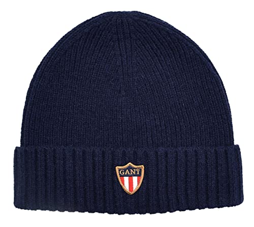 GANT Berretto Banner Shield Beanie Lana Taglia unica, Blu, Taglia unica