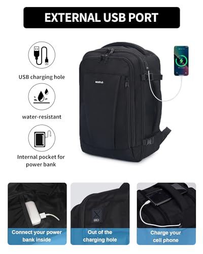 Mochila de viaje ECOHUB 17 pulgadas negra con puerto USB miniatura 3