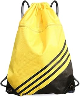 Drawstring Backpack, Foldable Sports Gym Drawstring Tote Bag Zipper For Men Women,Yellow