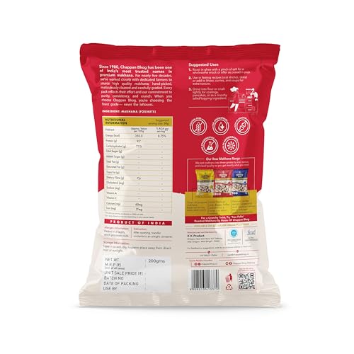 Image of Chappan Bhog Gold Makhana 200g | 5+ Suta Extra Large Foxnuts (Phool Makhana) | Raw Makhana (Lotus Seeds) | Healthy Snack | High Protein, Keto and Gluten Free | Fasting and Evening Diet Snack | Low in fat