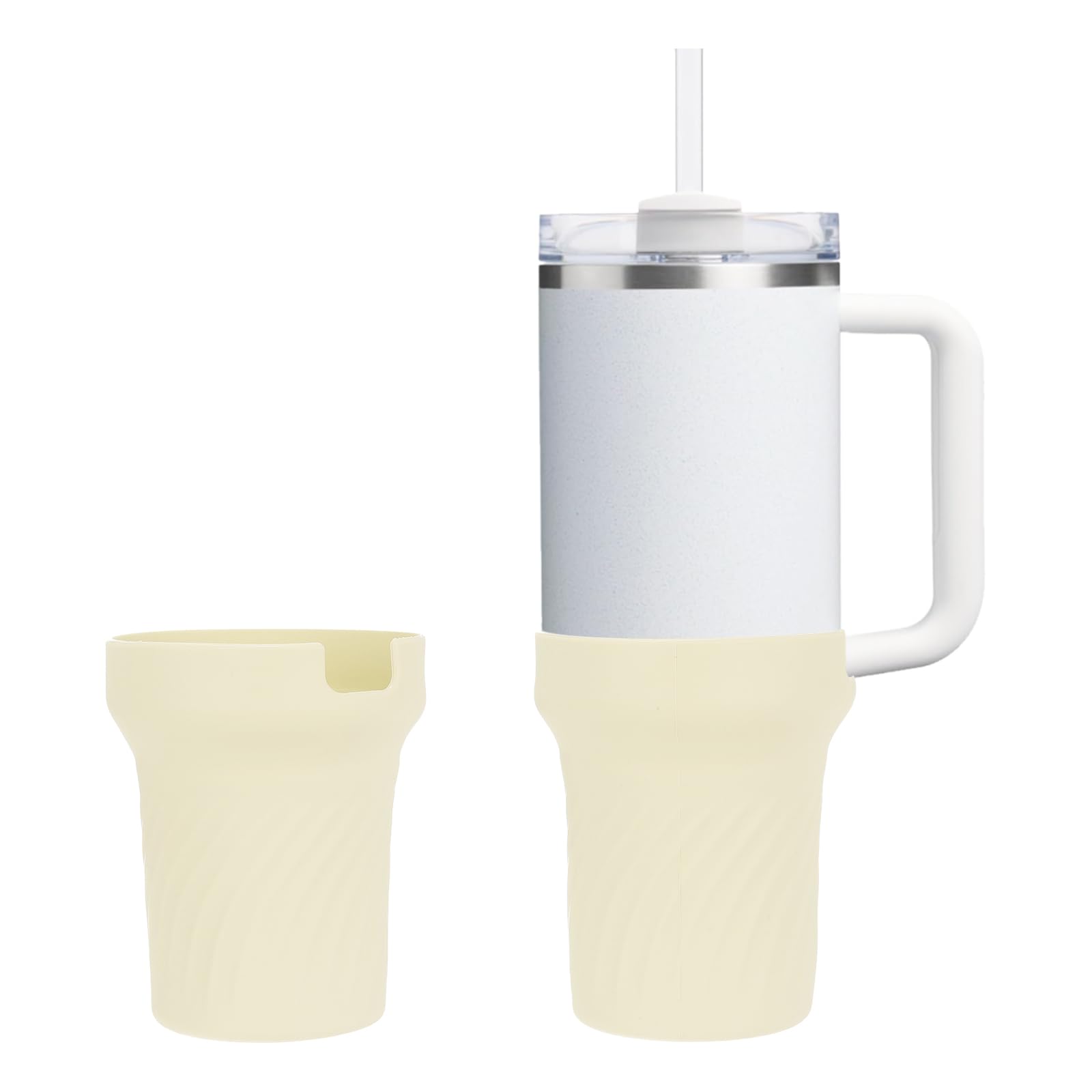 sourcing map Silicone Bottle Boots, Anti-Slip Bottom Protective Sleeve Covers Avoid Noise for 40oz Tumbler Water Bottles Accessories, White