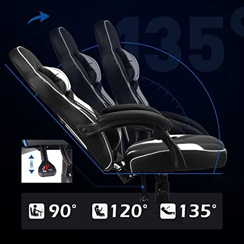 Play haha.Gaming chair Office chair Swivel chair Computer chair Work chair Desk chair Ergonomic Chair Racing chair Leather chair Video game chairs (White)