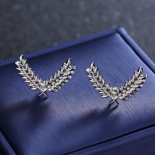 Image of coadipress Gentlemen Gold Silver Leaf Brooches Simple Elegant Retro Double Leaf Collar Pin Brooch Gold Silver Plant Leaves Brooches