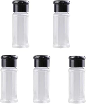 Plastic Spice Jars Spice Storage Containers Salt Pepper Shakers Seasoning Jar Barbecue Condiment Bottles5PCS