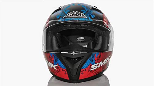 Image of SMK Helmets Stellar Samurai Pinlock Anti Fog Lens Fitted Single Clear Visor Full Face Helmet - MA253 (Black Blue Red, Large - 580 mm)