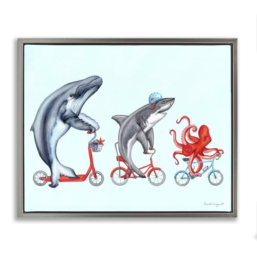 Aquatic Sea Life Bike Novelty, 25 x 31 Inch Canvas in Floater Frame