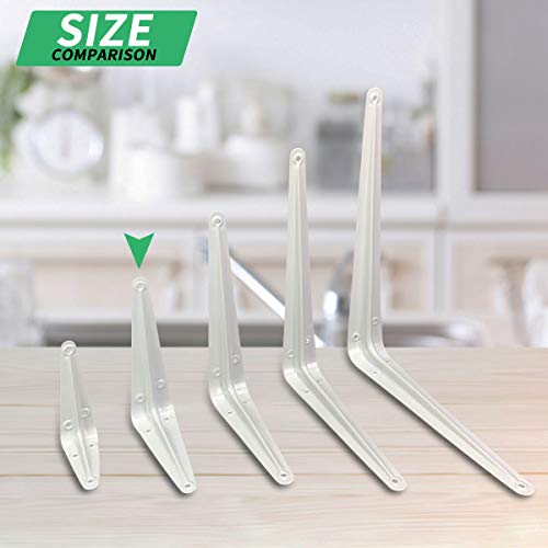 Shelf Brackets 6 Inch, 20 Pack White Metal Heavy Duty L Adjustable Floating Shelves Bracket, 6 x 5 Inch Farmhouse Decorative Shelf Angle Bracket for Wall with Screws by Joroamp - Image 4