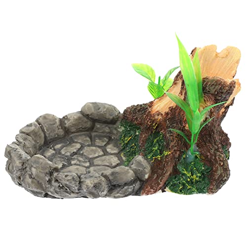 Popetpop Turtle Birdbath Decked Accessories Ornament Container Glass Containers Reptile Feeding Bowl Lizard Gecko Food Bowls Turtle Water Bowl Lizards Feeding Bowl Resin Craft Pet Feeder #TOP7