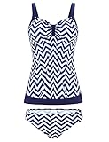 【Diseño】 Tankini mujer de Baño Sexy con estampado, sujetador con relleno Reamovible, hombros ajustables cruzados en la espalda / correas paralelas a juego Tankini Top con bragas elásticas.