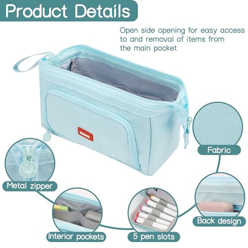 Image of Large Capacity Pencil Case Big Pencil Pouch Special Aesthetic School Pen Bag for Girls Teen nurse Adults Kids Soft Organizer With Zipper Cute Travel Pencil Pouches Estuche para Lapices Blue