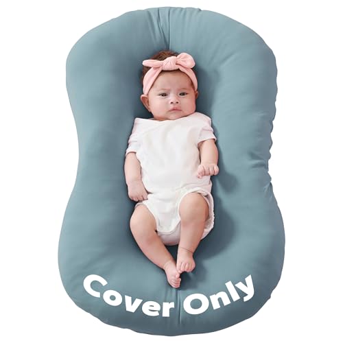 Image of FUNUPUP Baby Lounger Cover Only Rayon Derived from Bamboo, Sea Blue | Removable Elastic, Soft Breathable, Easy On /Off Change, Machine Washable