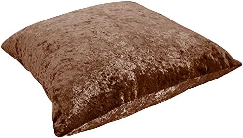 Essentials2publik 24" x 24" Crushed Velvet Soft Throw Pillow Cover With Filled Cushion, Decorative Square Pillowcase Cushion, Perfect for Sofa, Couch, Bed (Brown)