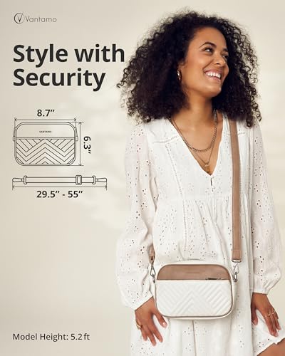 Image of Vantamo Premium Quilted Crossbody Bags for Women with Anti-Pickpocket Clip, Vegan Leather Handbags, Travel Purses for Women