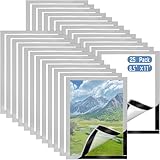 Hlimior 25 Pack A4 Magnetic Photo Frames Self Adhesive, Quick Change Picture Frames for Wall & Window, Waterproof Magnetic Sign Holder for Kids Art, Certificates, Menus & Notices (Silver)