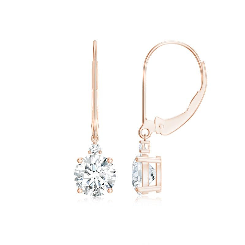 Image of Goldhartz 2 Ct. Natural Amethyst 6 mm Leverback Earrings for Women in 14k Gold Micron Plated 925 Sterling Silver, January Birthstone Dangle Earrings Jewelry for Her