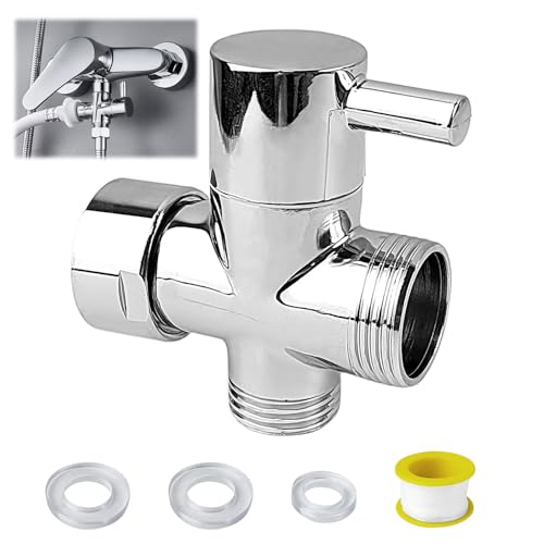 Válvula de 3 Vías G3/4 Pulgadas, Conmutadora de Ducha, Latón Macizo, Piezas de Repuesto para Sistemas de Ducha, Aseos, Baños, Cocinas (Plata)