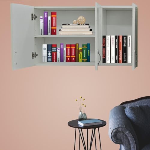 Image of Wall Mounted Multipurpose Storage Cabinet with Door & Adjustable Shelves | Wooden Wall Organizer for Home Space Saving Storage Unit Termite Resistant | Highland Pine Finish (3 Door)