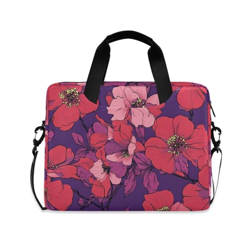 Maletín rojo con patrón de flores para laptop 13-15.6" miniatura 1