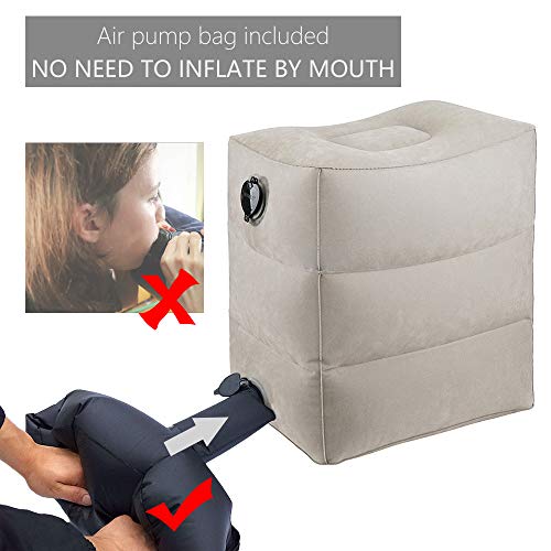 Inflatable Foot Rest Pillow for Airplane Travel Footrest Pillow with Air Pump Bag