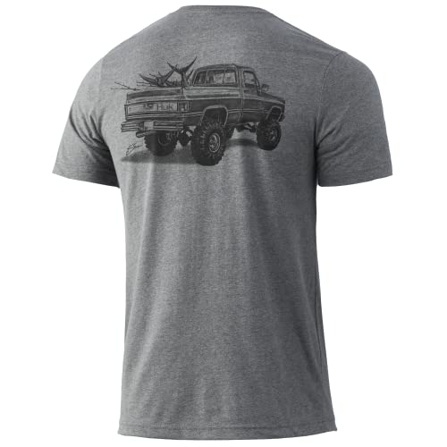 HUK Men's Standard KC Scott Short Sleeve Tee | Performance Fishing T-Shirt, Merica-Iron Heather, X-Large