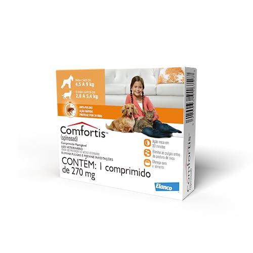 Elanco Comfortis - Antipulgas Para Cães 4 5 A 9Kg E Gatos 2 8 A 5 4Kg - 1 Comprimido