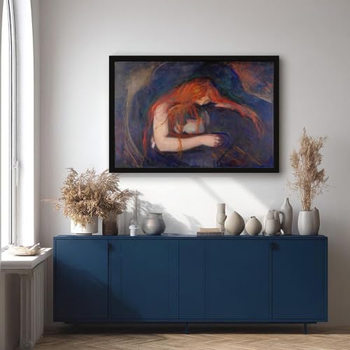 Impression sur toile Vampire de Munch de qualité supérieure avec cadre