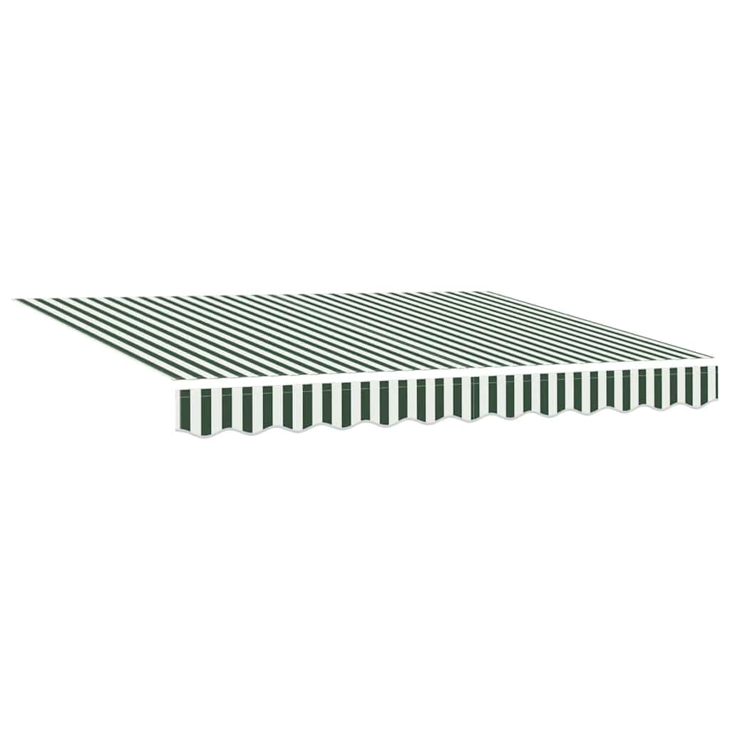 Tenda da sole retrattile 350 x 250 cm, tenda da sole a braccio articolato per terrazza e giardino, parasole manuale in poliestere e alluminio, design a righe verdi e bianche