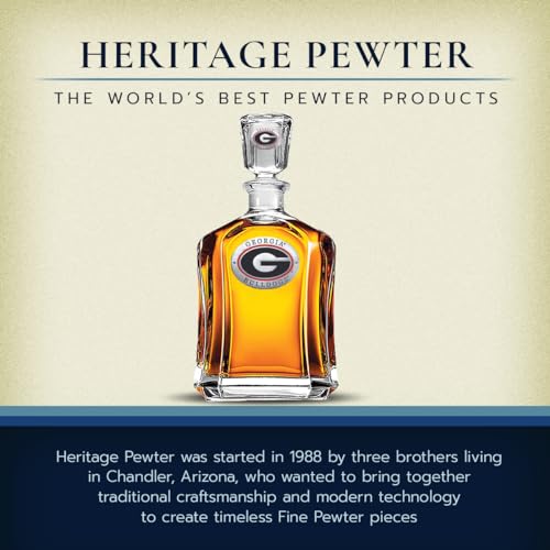 Image of Heritage Pewter Georgia Capitol Decanter | 24 OZ Whiskey Decanter for Liquor with Airtight Stopper | Expertly Crafted Pewter Glass Clear