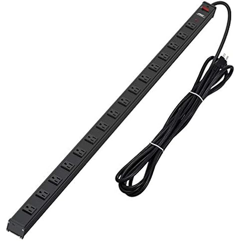 CRST Heavy Duty Surge Protector Power Strip Wide Spaced 16-Outlet 15 Feet Long Extension Cord Power with Circuit Breaker 1800 Joule for Home, Office, Commercial Cover