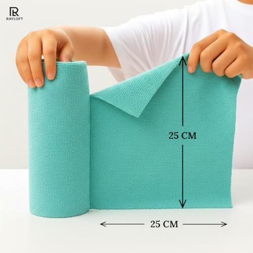 Image of Microfiber Cleaning Cloth Roll - 20 Reusable Washable Pre-Cut Towels | Tear-Away Kitchen Cleaning Cloth for Counters, Glass, Utensils, Appliances, & Home Surfaces - 25x25 cm (1 Pack, Blue)