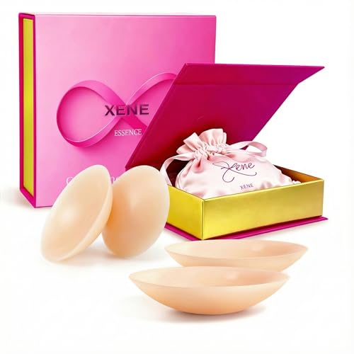 Xene Nippelpads Wiederverwendbar - Nippel Cover für Damen, Unsichtbare Silikon Nipple Pads, Ultradünne & Komfortabel Nipple Cover Brustwarzenabdeckung mit Luxus-Verpackung