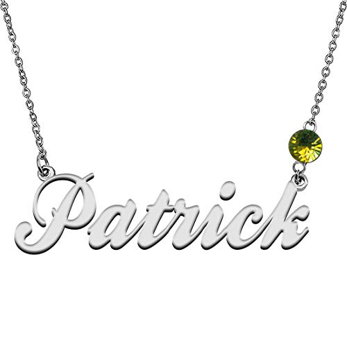 GR859C Personalized Charm Name Necklace with Birthstone for Best Friends Patrick