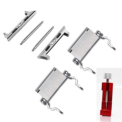 Diamond Multitools Bracelet Adapter Link Silver compatible with LEATHERMAN TREAD and Apple Watch Band for iWatch 44mm 42mm Sport Series, Stainless Steel - Tools (Silver iWatch Lug)