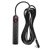 Digital Energy 6-Outlet Surge Protector Power Strip with 25 Foot Long Extension Cord, Black, Flat...