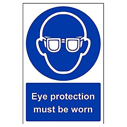 V Safety Eye Protection Must Be Worn PPE Sign - 200mm x 300mm - Self Adhesive Vinyl