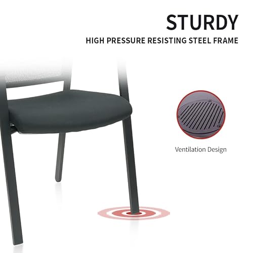 Clatina Guest Reception Stacking Office Chairs With Arm, Mesh Back Waiting Room Chair With Upholstered Fabric Seat And Ergonomic Lumbar Support For Office Conference School Church, Grey #TOP4