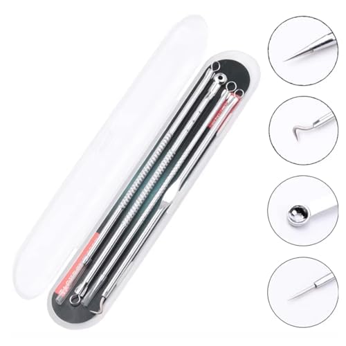 Image of Stainless Steel Blackhead Remover Comedone Extractor, Curved Blackhead Tweezers Kit, Acne Pimple Blemish Remover Tool- Set of 4 for Face, Nose, and Acne Treatment (Pack of 2)