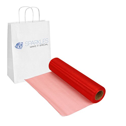 Sparkles Make It Special Red 11 Inch x 28 Yards Organza Fabric Spool Roll - Wedding Party Decoration Chair Bow Sash Table Runner - 28 Colors Available