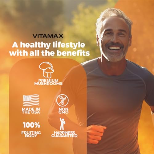 Vitamax Lions Mane Mushroom 3000mg Turkey Tail 2000mg Chaga & Reishi 1000mg Cordyceps Shiitake White Elm King Trumpet Nameko Oyster Focus & Energy - Made in USA 60ct - Thumbnail 7