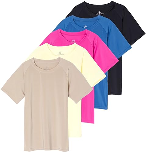 Girls' Short Sleeve UPF Rashguard Set: 5 Pack by Real Essentials