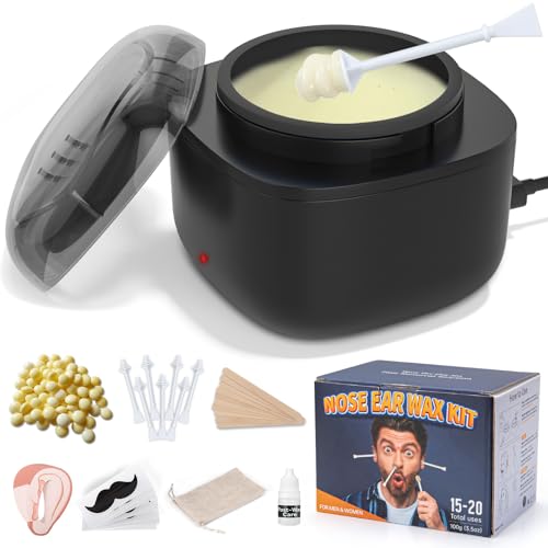 EYUYTU Nose Waxing Kit for Men and Women Nose Ear Hair Wax Kit with 100g Wax 40 Sticks USB Fast Heat Smart Constant Temp Upgraded Size Multi-Accessories Black