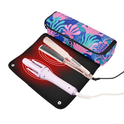 Bolsa de viaje para herramientas de cabello y tapete resistente al calor con cierre y organizador desmontable para rizadores, planchas y estilizadores miniatura 2