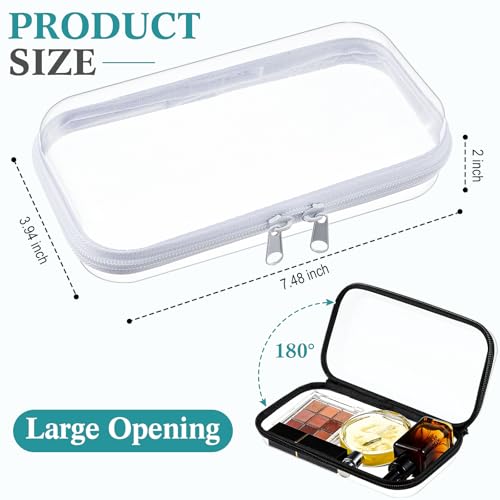 Image of Hoolerry 4 Pcs Hard Clear Zipper Case Makeup Bags Plastic Zipper Pouch Transparent Storage Box Containers for Cosmetics, Snacks, Building Blocks, Puzzles(Clear,7.5 x 3.9 x 2 in,Black and White)