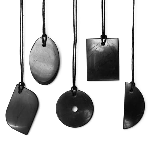 Shungite Necklace Pendant Jewelry Set Pack - Authentic Shungite Protection Blocking Stones - Crystal Shield for Women and Men